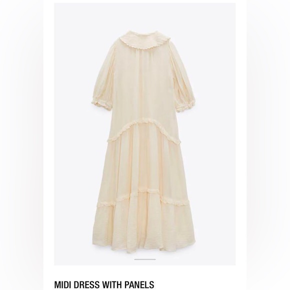 ZARA ~ ✨ Bloggers favourite ✨ MIDI DRESS WITH PANELS in Vanilla - Picture 11 of 17